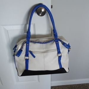 Cobalt white black structured satchel bag 🛍️ 🎒